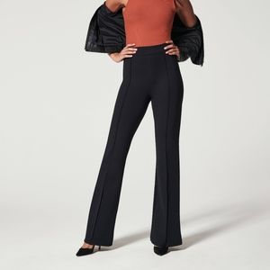 Spanx The Perfect Pant, Hi-Rise Flare dress pants stretchy slimming black, small